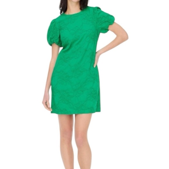 New! J. Crew green puff sleeve embroidered dress 26577 - Picture 10 of 10